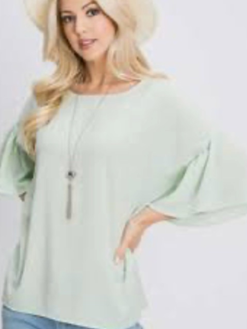 WHITE Women's Relaxed Women’s Large Bell Sleeve Tunic Top, Like New, Feminine